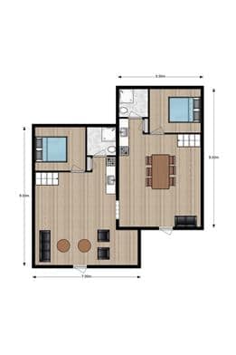 Plattegrond benedenverdieping groepswoning